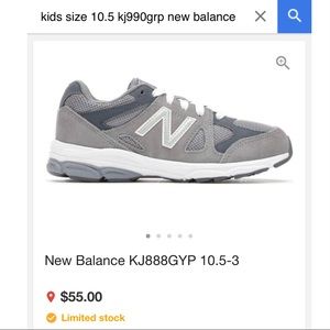 Kids’ New Balance 990s. Size 10.5 XW. NWT